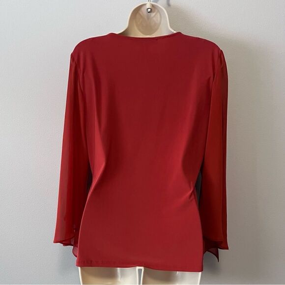 Coco Bianco Burnt Orange Knot Front Blouse Size M - Picture 5 of 6